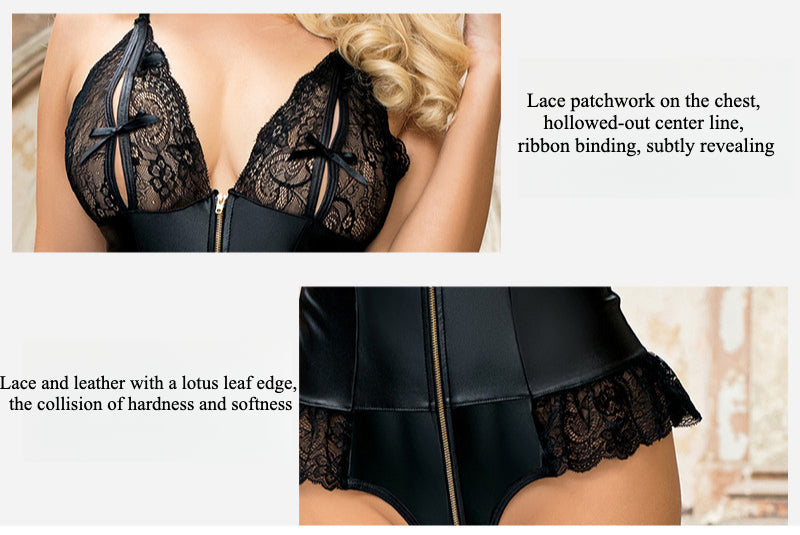 Open-Chest Bodysuit Zipper - Yeahcir