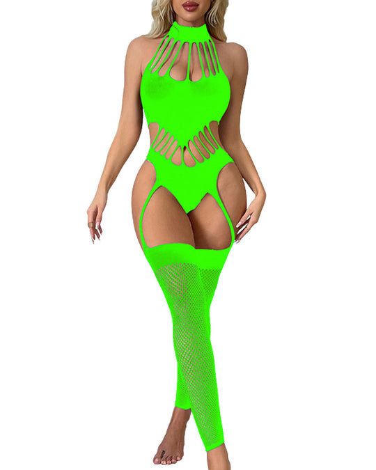 Sexy lingerie backless see-through one-piece crothless mesh bodystockings - Yeahcir