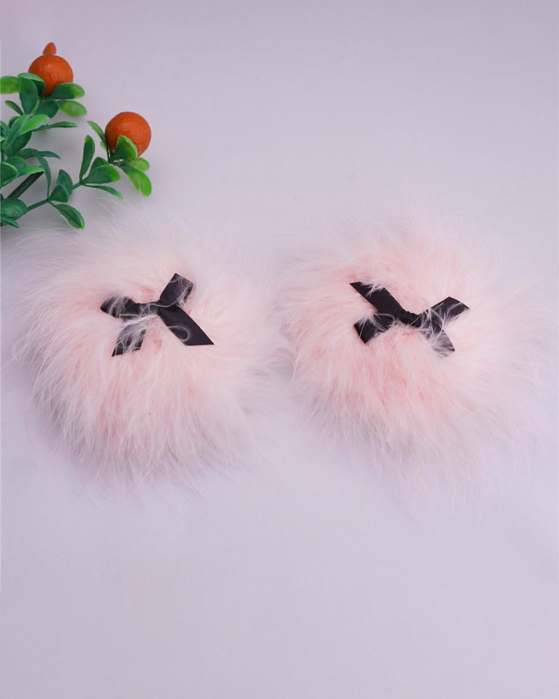 Pink Bow Feather Nipple Covers - Yeahcir