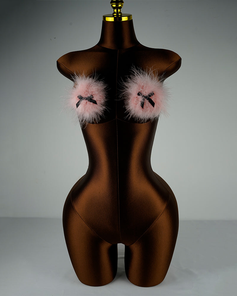 Pink Bow Feather Nipple Covers - Yeahcir