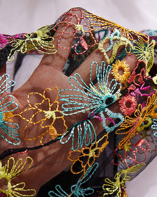 Floral Embroidery Cut Out Sheer Sexy Lingerie - Yeahcir