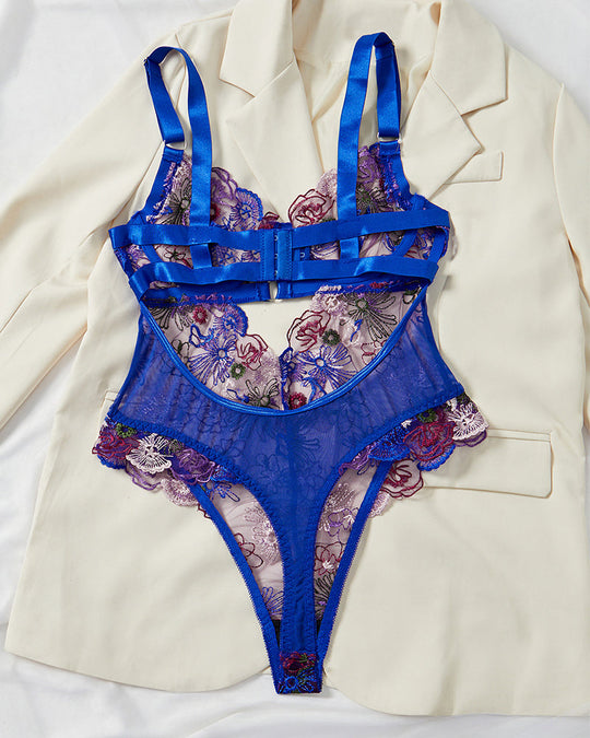 Floral Embroidery Cut Out Sheer Sexy Lingerie - Yeahcir