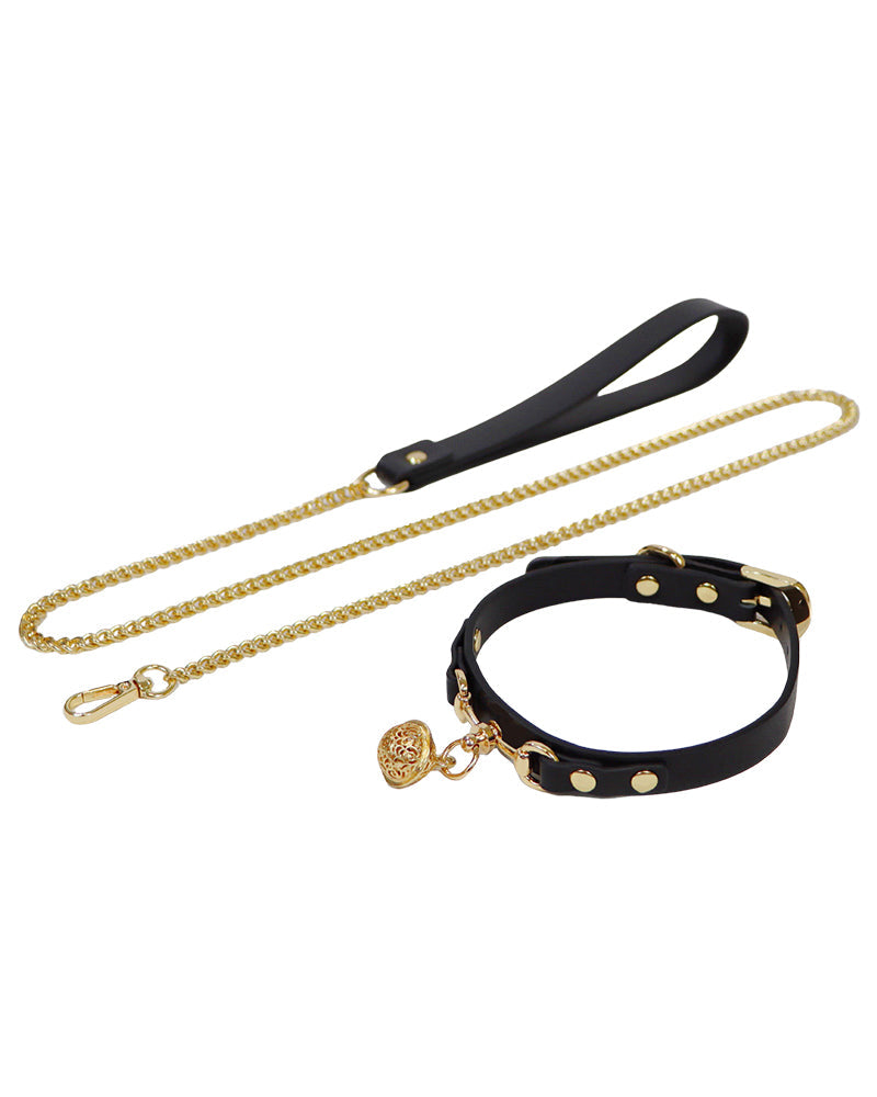Elegant Women's PU Leather Collar With Traction Chain - Yeahcir