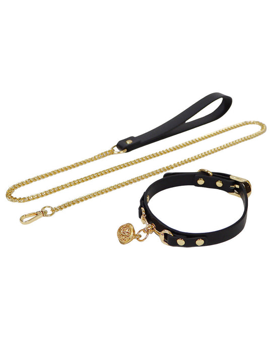 Elegant Women's PU Leather Collar With Traction Chain - Yeahcir