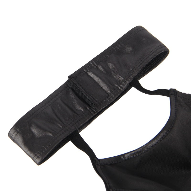 Inverted Triangle Leather Bra Panties - Yeahcir
