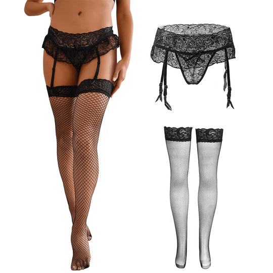 Lace Tease Garter Panty Set - Yeahcir
