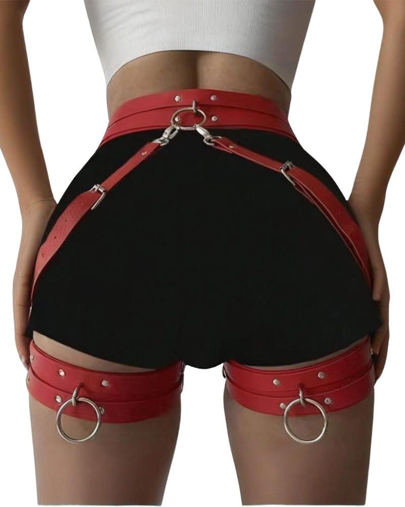 Bound leather bondage leg ring Gothic sexy party waist display belt - Yeahcir