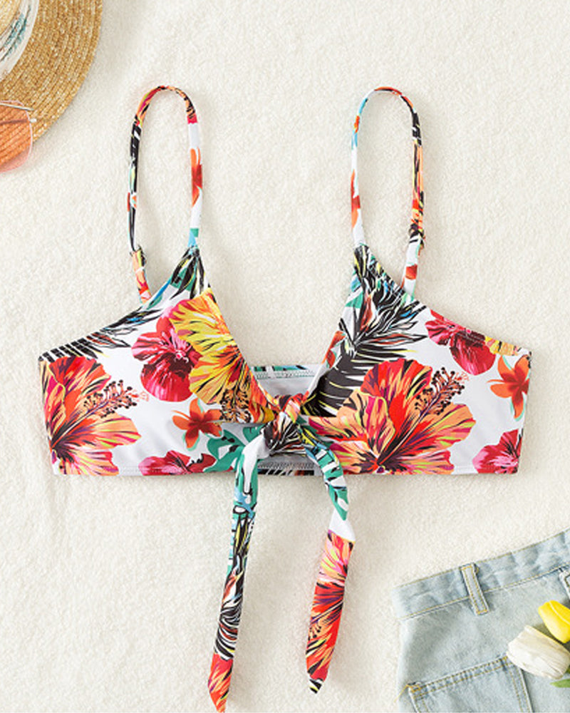 Long-sleeved blouse split three-piece swimsuit print sexy swimsuit new bikini - Yeahcir