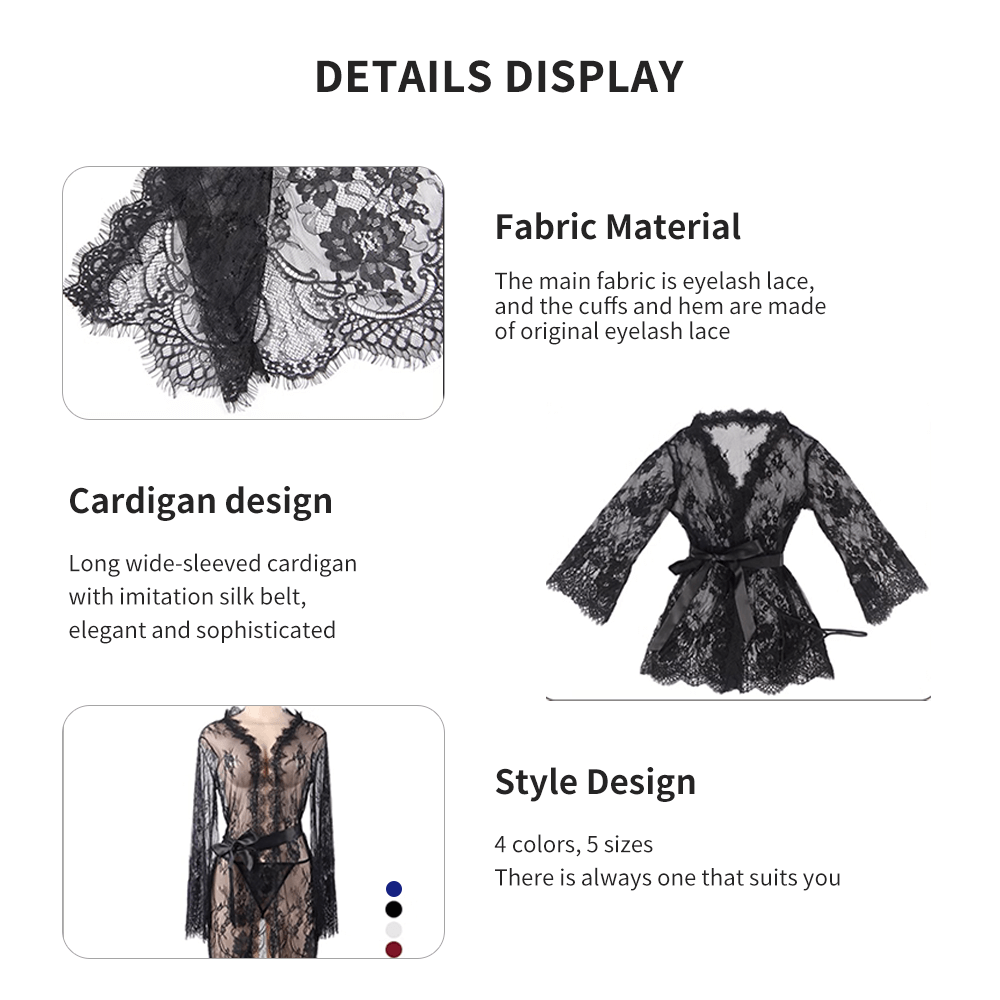 Luxe Lace Sheer Date Robe - Yeahcir