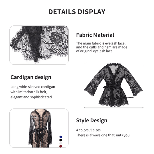 Luxe Lace Sheer Date Robe - Yeahcir