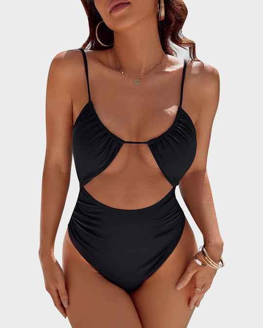 Women's One Piece Flattering Cheeky High Cut Out Cute Swimsuit - Yeahcir