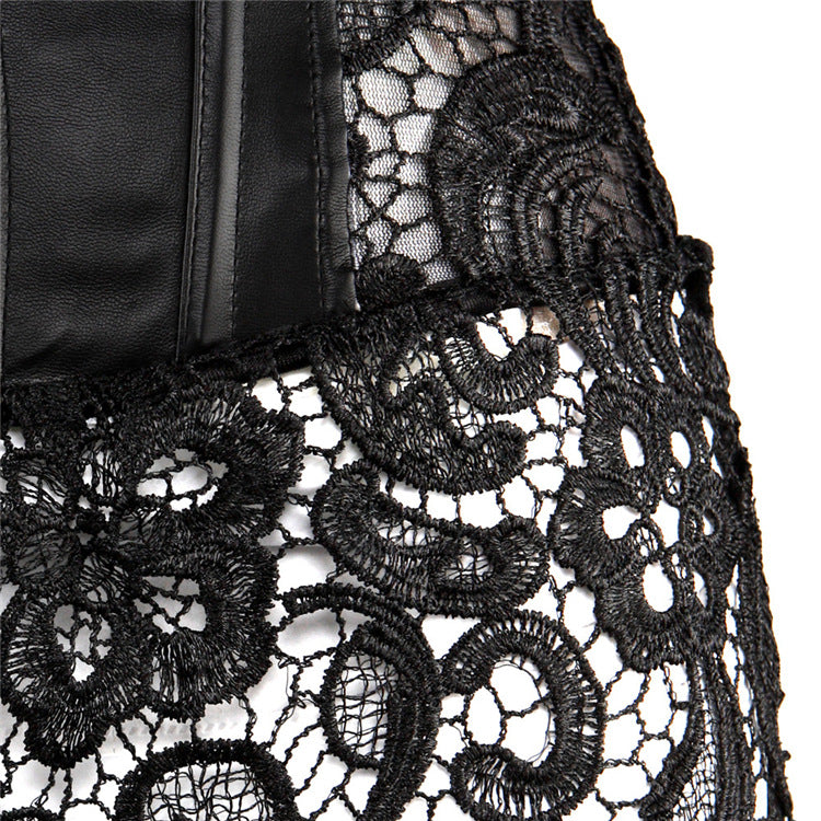 Leather & Lace Lingerie Corset Dress - Yeahcir