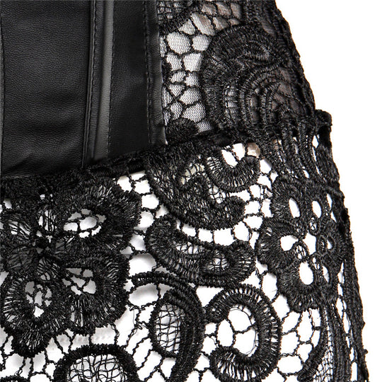 Leather & Lace Lingerie Corset Dress - Yeahcir