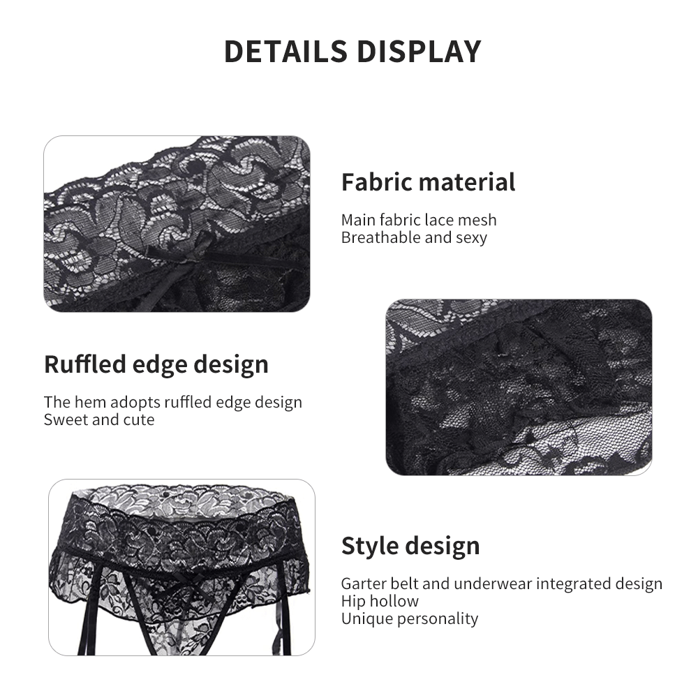 Lace Tease Garter Panty Set - Yeahcir