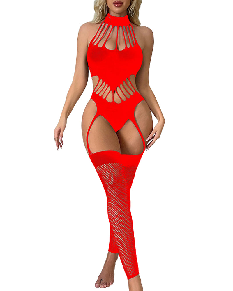 Sexy lingerie backless see-through one-piece crothless mesh bodystockings - Yeahcir