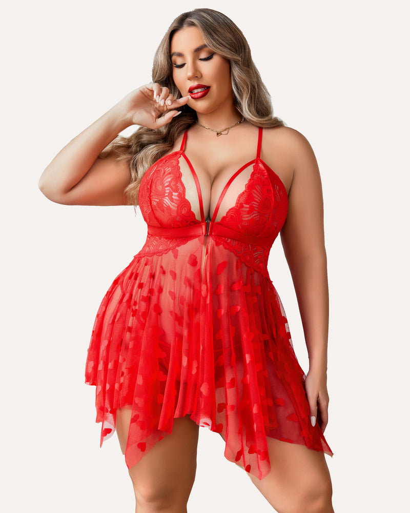 Plus Size Lace Front Slit Nightdress - Plus Size Sexy Lingerie & High Quality Sex Toys | Yeahcir Plus Size Lace Front Slit Nightdress - Plus Size Sexy Lingerie & High Quality Sex Toys | Yeahcir