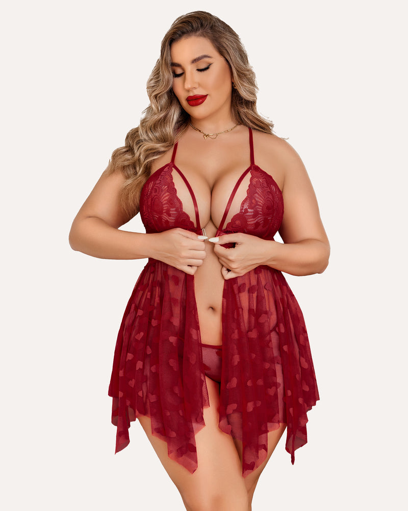 Plus Size Lace Front Slit Nightdress - Plus Size Sexy Lingerie & High Quality Sex Toys | Yeahcir Plus Size Lace Front Slit Nightdress - Plus Size Sexy Lingerie & High Quality Sex Toys | Yeahcir