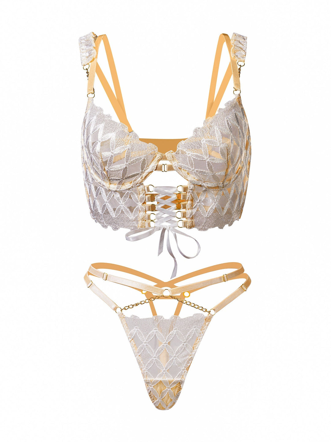 Delicate White Embroidery Lingerie Set - Yeahcir