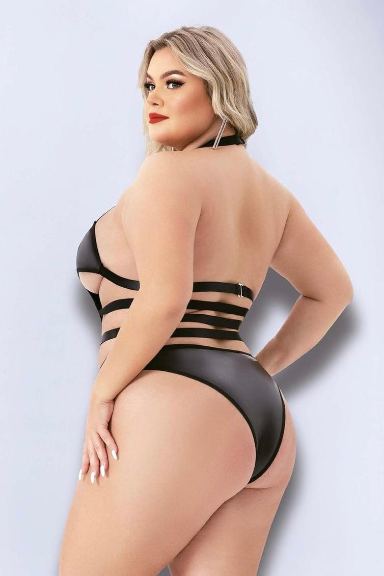 Halter top wetlook teddy - Yeahcir