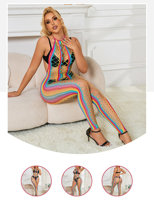 Rainbow Bodysuit Halter - Yeahcir