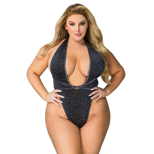 Deep V Rhinestone Halter - Yeahcir