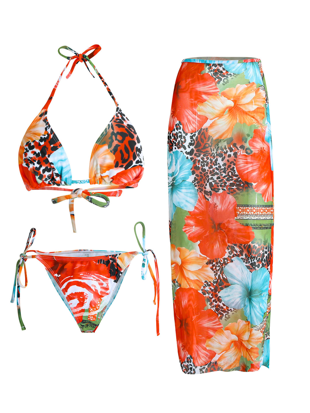 Women's Floral Print Halter Bikini Set - Yeahcir