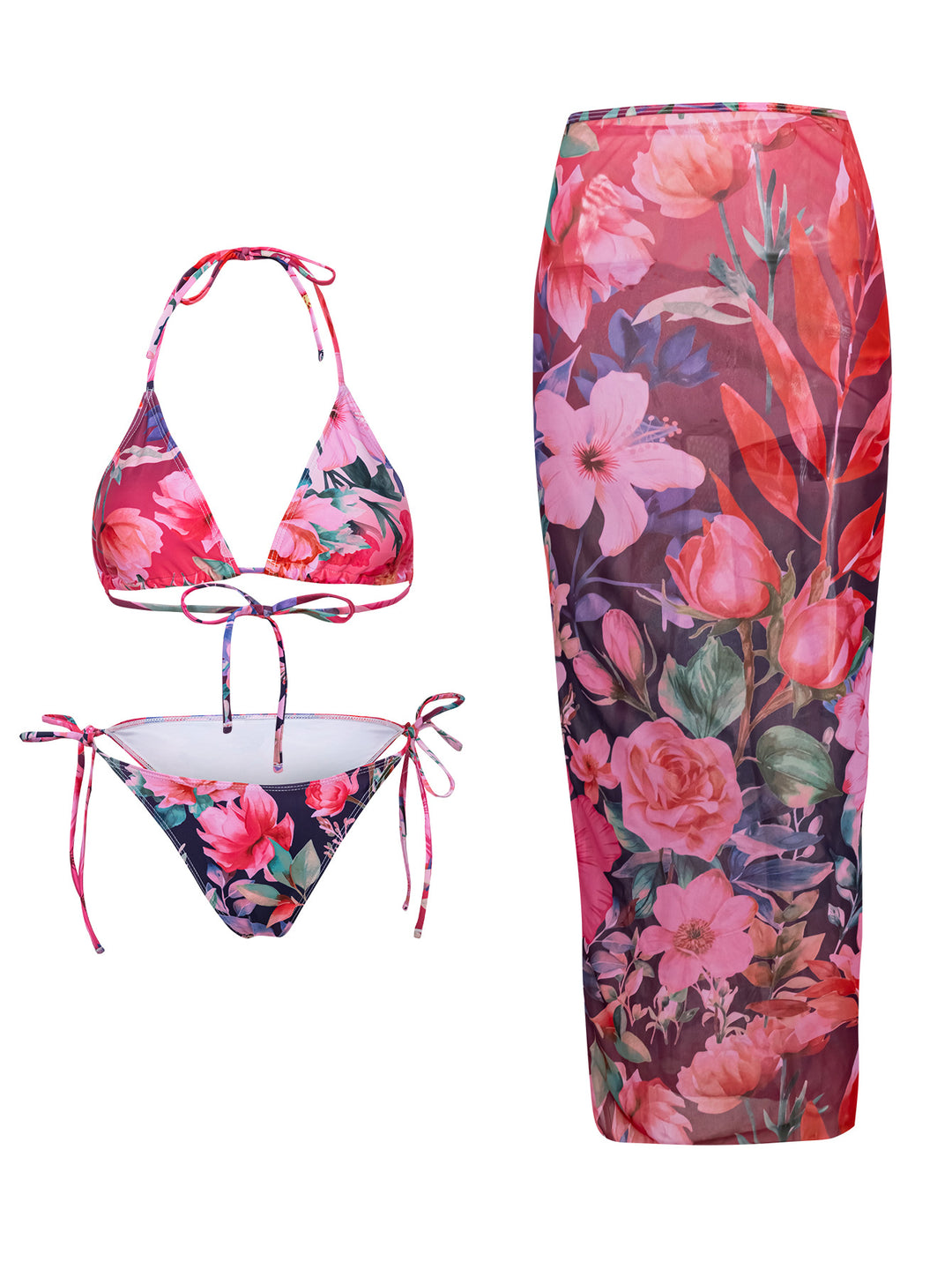Women's Floral Print Halter Bikini Set - Yeahcir