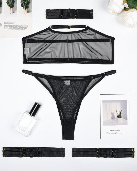 Hot Sheer Mesh Bra and Thong Set - Yeahcir
