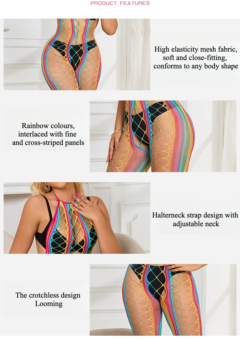 Rainbow Bodysuit Halter - Yeahcir